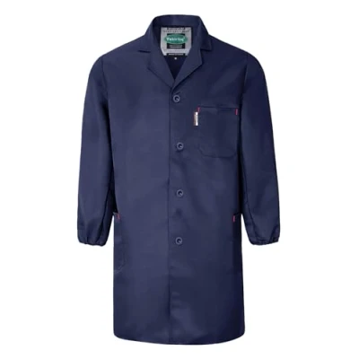 Image of Yukirtiq Mens Warehouse Work Coat Overall Factory Dust Garage Jacket Mechanical Workwear Paint Over Coat, Dark Blue, XL