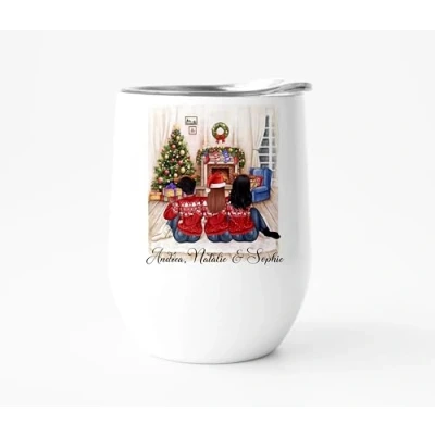 Image of EKAM Personalised Friendship Tumbler for BFF, Galentine&#039;s Day Gift, Christmas Mug Gift Custom Best Friend 12oz Stainless Steel Wine, Whisky Women, Sister (3 Friends)
