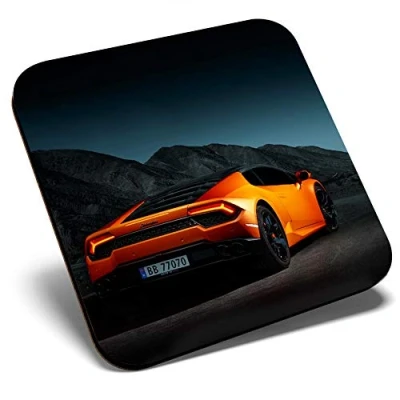 Image of Great Single Coaster Square Orange Supercar Sports Car Glossy Quality Coasters Tabletop Protection for Any Table Type #14661
