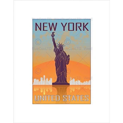 Image of Wee Blue Coo TRAVEL NEW YORK CITY STATUE LIBERTY MANHATTAN FRAMED ART PRINT B12X8482