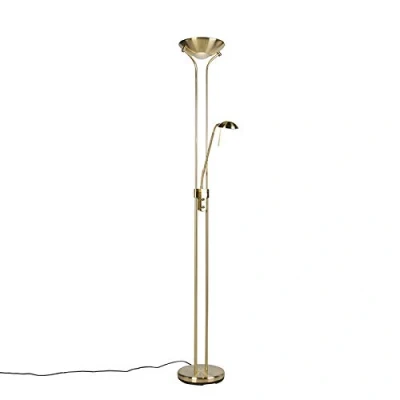 Image of Qazqa Floor lamp Gold with Reading incl. LED and dimmer Diva 2 Modern Light Steel Suitable for Living Room I Bedroom