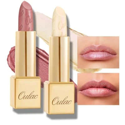 Image of OULAC Metallic Shine Glitter Lipstick Set, Nude High Impact Lipcolor, Lightweight Soft and Ultra Hydrating, Long Lasting, Vegan 13+27