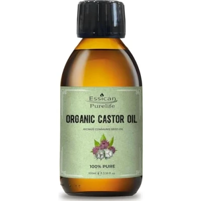 Image of Essican Purelife Organic Castor Oil in Glass Bottle 100ml 100% Pure Organic, Hexane Free For Hair Growth, Cold Pressed, Nourish Skin, Eyelashes