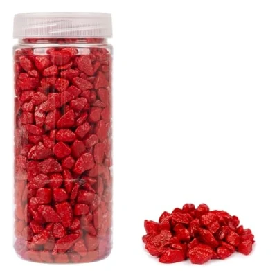 Image of Heku 30336 13: Decorative Stones, red, 750g, in resealable tin