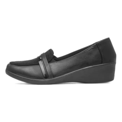 Image of Lunar Womens Esther Wedge Loafer Shoe 7 UK Black