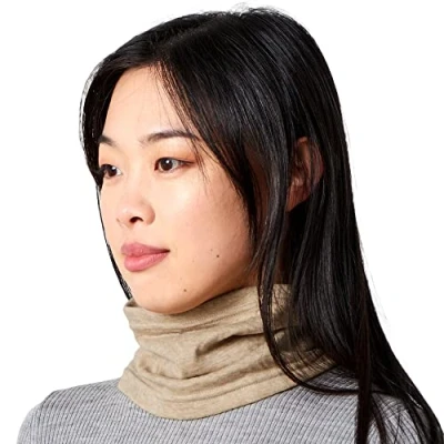 Image of 100% Organic Cotton Neck Gaiter All Season Mens Womens Wide 2 in 1 Headband Loop Infinity Scarf Beige