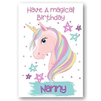 Image of Second Ave Nanny Children&#039;s Kids Magical Unicorn Birthday Card For Her Greetings