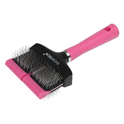Image of Show Tech+ Flex Groom Professional Slicker Gentle Pet Grooming Brush for Dogs &amp; Cats Flexible Bristles Knot Tangle Removal Effective Coat Care Tool a Happy Double, Soft