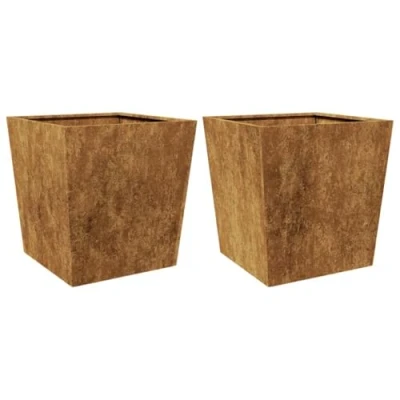 Image of vidaXL Garden Planters Outdoor Flower Pot Patio Planter Box 2pcs Corten Steel, Rust Resistant, 50x50x50 cm