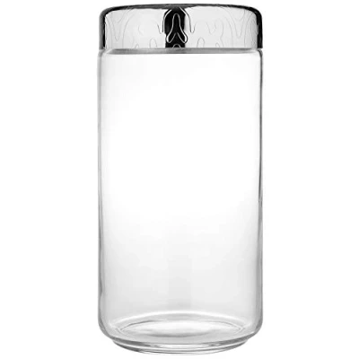 Image of Alessi MW21/150, Dressed Kitchen Box with Hermetic lid, 150cl, Glass, Silver, 8.5&quot;h x 4.25&quot;f