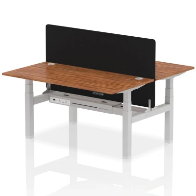 Image of Air B2B 1600x800mm Adjustable 2P Bench Desk CP Walnut/Silver + Screen