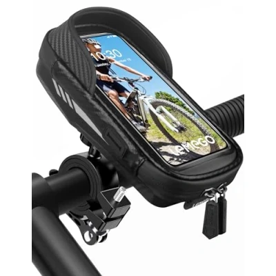 Image of LEMEGO Bike Phone Holder Waterproof 360 Rotatable Motorbike Holder, Upgraded Ultra stable Mount, Large Capacity Bicycle Handlebar Bag with Rain Cover &amp; Reflective for 4.7 7&#039;&#039; Smartphone