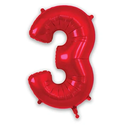 Image of Oaktree 34&quot; Red Foil Number 3 Balloon 606531