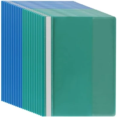 Image of MUKLEI 24 PCS A4 Plastic Presentation Folders, Clear Cover Report Files, Project Document 2 Holes Binding Files for Office Documents Storage, 31 x 23cm
