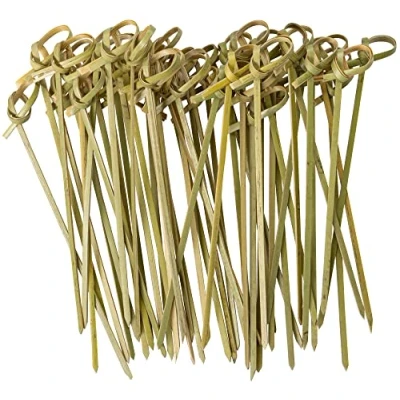 Image of [500 Count] Bamboo Knot Picks 4.75 Inch Appetizer, Sandwich, &amp; Cocktail Drinks Skewer Toothpicks