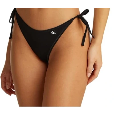 Image of Calvin Klein Women&#039;s String Side Tie Bikini Bottoms with Logo Badge, Black (Pvh Black), L