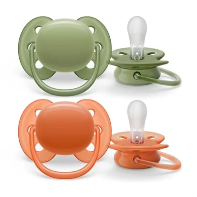 Image of Philips Avent Ultra Soft Soothers, and Flexible Soothers for Babies Aged 18 Months Plus, BPA Free, with Steriliser Carry Case, 2 Pack (Model SCF093/01)