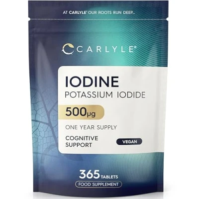 Image of Iodine Tablets 500mcg High Strength Supplement 365 Vegan by Carlyle
