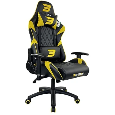 Image of BraZen Venom Elite PC Computer Esports Gaming Chair, Yellow, H 125 135cm x W 68cm D 60cm