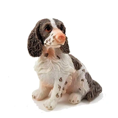 Image of Melody Jane Dolls House Springer Spaniel Sitting Pet Dog Miniature 1:12 Scale Accessory