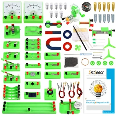 Image of Sntieecr STEM Physics Electric Circuit Learning Starter Kit, Science Lab Basic Electricity Magnetism Experiment Education Kits Set for Junior Senior High School Students Electromagnetism Exploration