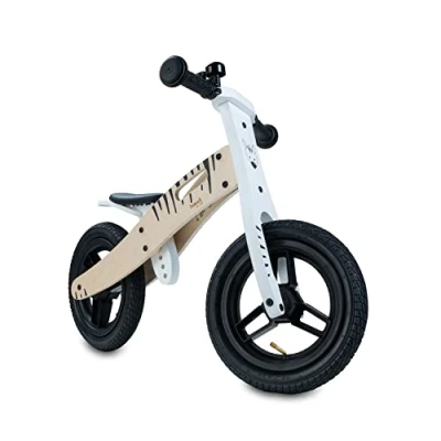 Image of hauck Balance N Ride, Zebra Wooden Toddler Bike 2+ Year Old up to 20 kg, 12 Inch Air Wheels, Height Adjustable Saddle, Bell, Carry Handle, FSC® Certified Bike, No Pedals