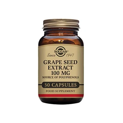 Image of Solgar Grape Seed Extract 100 mg Vegetable Capsules Pack of 30 Protects Against Oxidative Stress, Tissue Damage and Inflammation Vegan Gluten Free