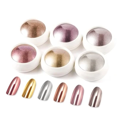 Image of BISHENGYF Rose Gold Chrome Nail Powder【2024 Upgrade】 Metallic Holo Powder【Super Mirror Effect】Shiny Glitter Powder with Magic Effect for Art Design Decoration