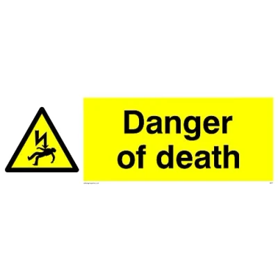 Image of Pack Of five Danger Death Sign 300x100mm L31