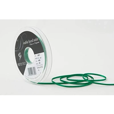 Image of Berisfords Double FACE Poly Satin Ribbon, Hunter Green, 10.5x10.5x1.3 cm