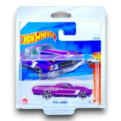 Image of Hot Wheels &#039;71 El Camino (Purple) 7/10 HW Trucks 2024 132/250 (Short Card) COMES IN A GENUINE KLAS CAR KEEPER PROTECTOR CASE HTC34