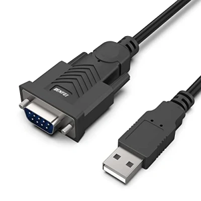 Image of BENFEI USB to Serial Adapter, RS 232 Male (9 pin) DB9 Cable, Prolific Chipset, Windows 11/10/8.1/8/7, Mac OS X 10.6 and Above, 1.8M