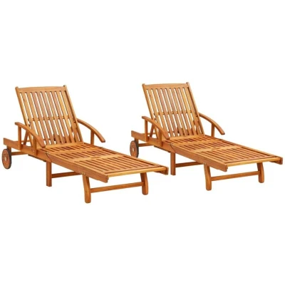 Image of vidaXL Sun Loungers 2 pcs Solid Acacia Wood