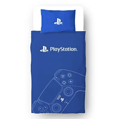 Image of Character World PlayStation Official Single Duvet Cover Set Hand Control Gaming Design Reversible 2 Sided Bedding Including Matching Pillow Case Brands Bed Polycotton, Blue
