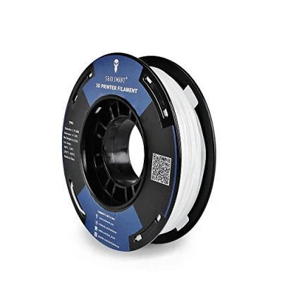 Image of SainSmart Small Spool of 1.75 mm Flexible TPU 3D Printing Filament, 250 g, +/ 0.05 Dimensional Accuracy, 95 A Shore Hardness, White