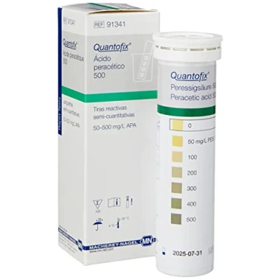 Image of Quantofix 1171643 peracetic Acid 500 Reagent Test Strips for testing acid, CE marked 6mm x 95mm Pack of 100