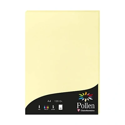 Image of Clairefontaine Ref 4207C Pollen Coloured Paper (Pack of 50 Sheets) A4 (210 x 297mm), 120gsm Paper, Inkjet &amp; Laser Printer Compatible, Acid Free Canary