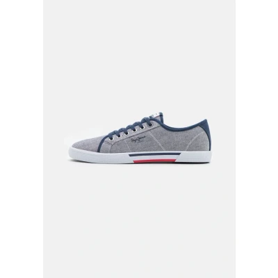 Image of Pepe Jeans Brady Chambray Trainers, Men&#039;s, Size: 9.5, Blue Cotton