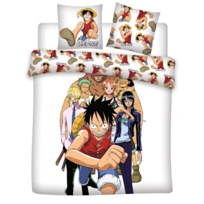 Image of One Piece Team Double Bedding Set, Duvet Cover 240 x 220 cm + 2 Pillowcases 65 cm, Polycotton