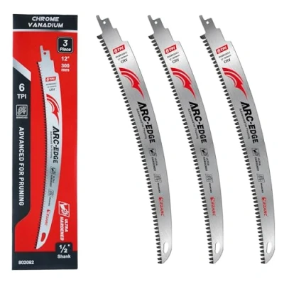 Image of EZARC Japanese Teeth Reciprocating Saw Blades 300 mm, Arc Edge Wood Pruning 6TPI for Tree Trimming, Cutting, 3 Pieces