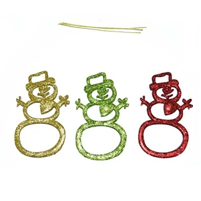 Image of 3pcs Glitter Snowman Christmas Tree Decoration Xmas Party Hanging Ornament Decorations