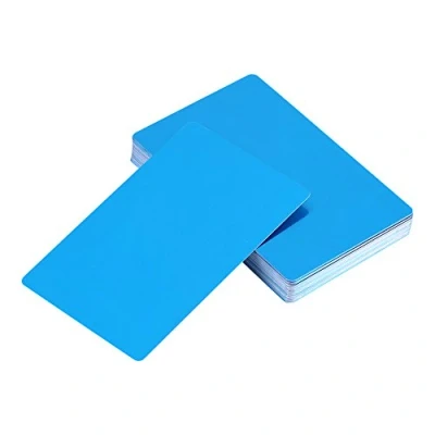 Image of Zerodis 50Pcs Metal Business Cards Blank Laser Engraved Aluminium Alloy Thickness for Customer DIY Gift 5 Colors (Optional)(Blue)