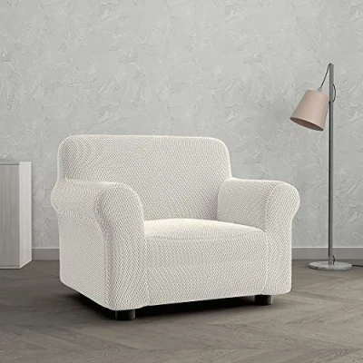 Image of Italian Bed Linen FASHIONABLE Extendable Sofa Cover, Cream 1 Seater