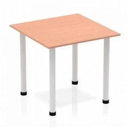 Image of Impulse 800mm Square Table Beech Top Silver Post Leg BF00201