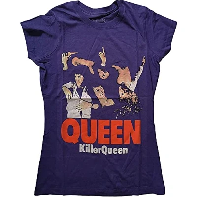 Image of Queen T Shirt Killer Band Logo Official Womens Skinny Fit Purple L