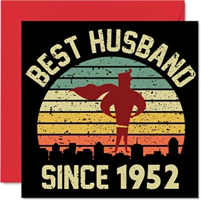Image of 72nd Anniversary Card for Husband from Wife Best Since 1952 Love You Gifts, Happy Wedding Cards Partner, 145mm x Greeting Seventy Second Anniversaries