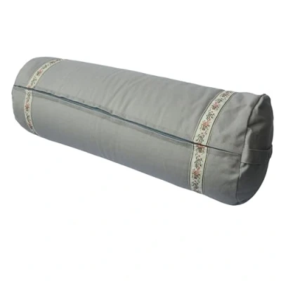 Image of VLFit Yoga Bolster, Eco Friendly Buckwheat 61cm x 23cm, Removable Washable Cover, Ideal for Yoga, Meditation and General Support (GRAPHITE)