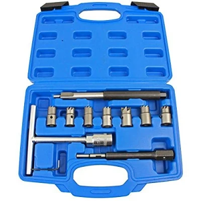 Image of US PRO Tools 10pc Diesel Injector Seat Cutter Tool Cleaner Set Universal Re Face Score Kit 5598