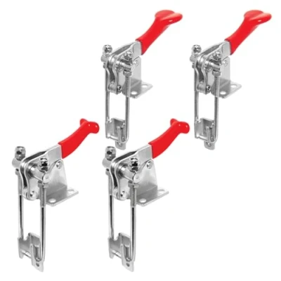 Image of POWERTEC 20344 4PK Toggle Clamps w/Adjustable U Bolt Latch and Antislip Hand Grip (334 &amp; 40344), for Woodworking Jigs Fixtures, Smoker, Tire Carrier, Tool Box