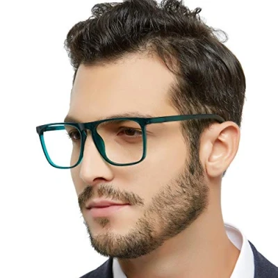 Image of OCCI CHIARI Mens Reading Glasses 1.75+, Stylish Large Readers Glasses, Men&#039;s Rectangular Durable Hinge(Blue,175)